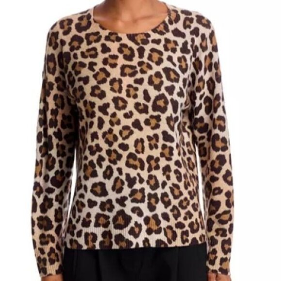C by Bloomingdale's Cashmere Leopard Crewneck Sweater Size M  Long Sleeve  NWT - Picture 5 of 6